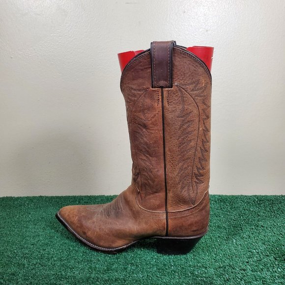 Justin Boots Cowgirl Boots Brown Leather Pull On Women Size 6.5B 4935 - Picture 8 of 11